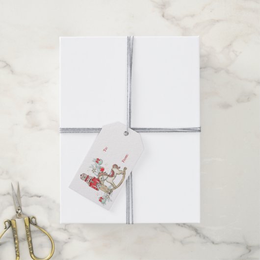 Nutcracker, Rock, Pferd und Weihnachtsbaum Geschenkanhänger (Mit Garn)