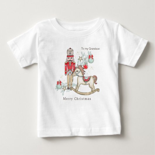 Nutcracker Rocking Horse Weihnachtsbaum Baby T-shirt (Vorderseite)