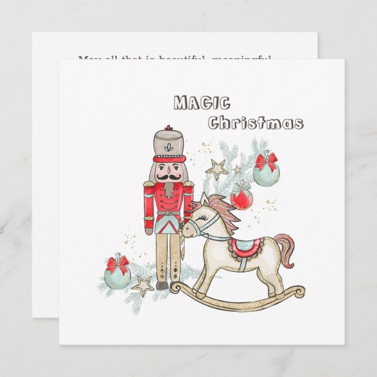 Nutcracker Rocking Horse Weihnachtsbaum-Flachkarte (Vorne/Hinten)