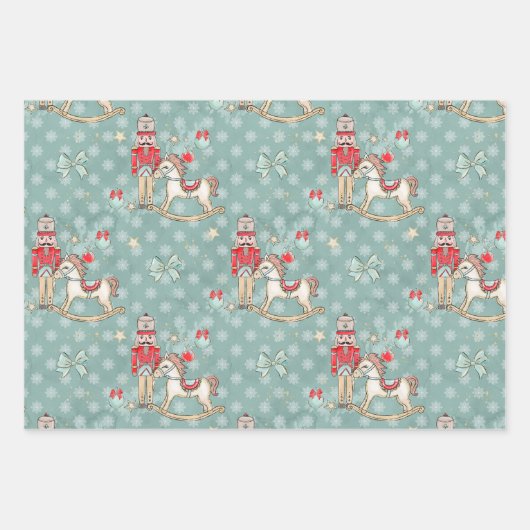 Nutcracker, Rockpferd, Weihnachtsbaum Geschenkpapier Set (Vorderseite 2)