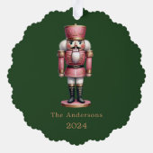 Nutcracker rosa grüne, einfache Weihnachtszeit Ornament Karte (Rückseite)