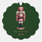 Nutcracker rosa grüne, einfache Weihnachtszeit Ornament Karte (Vorderseite)