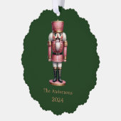 Nutcracker rosa grüne, einfache Weihnachtszeit Ornament Karte (Links)