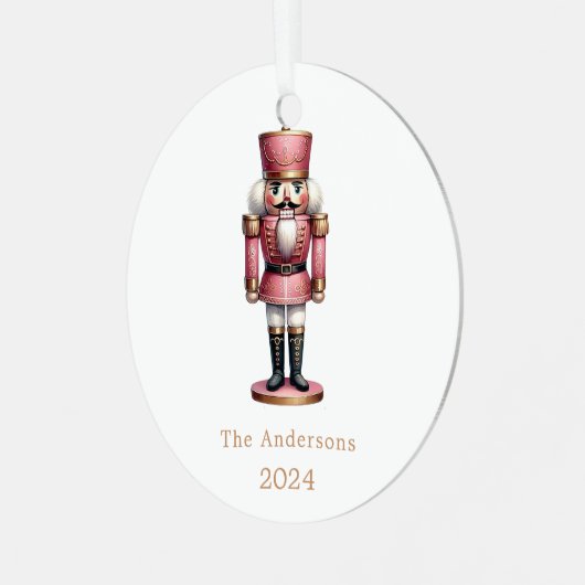 Nutcracker Rosa Ornament Aus Metall (Vorderseite links)