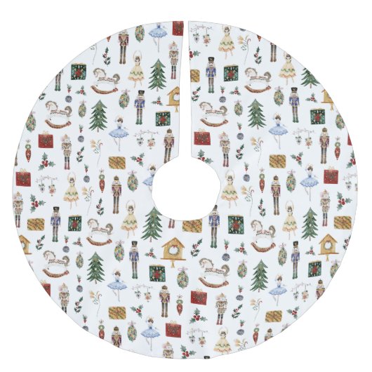 Nutcracker Rotes Gold Zucker-Pflaume Weihnachten Polyester Weihnachtsbaumdecke (Vorderseite)