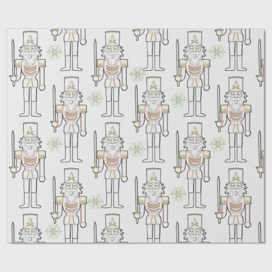 Nutcracker Shadow Kontur Snowflakes Weiß Geschenkpapier (Flach)