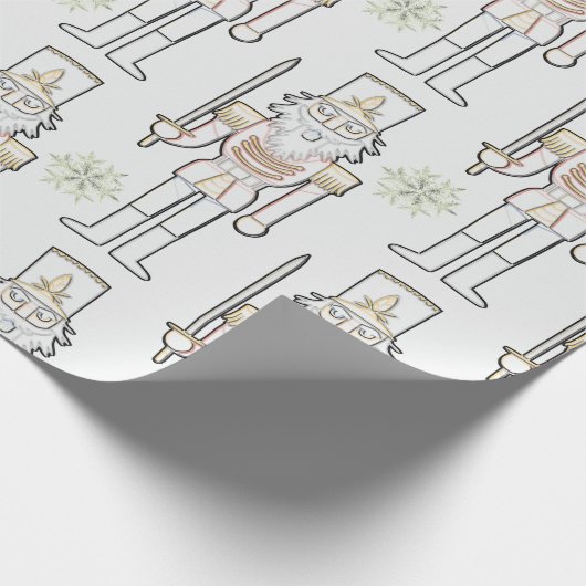 Nutcracker Shadow Kontur Snowflakes Weiß Geschenkpapier (Ecke)