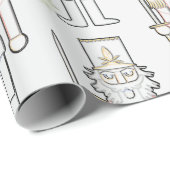 Nutcracker Shadow Kontur Snowflakes Weiß Geschenkpapier (Rolleneckpunkt)