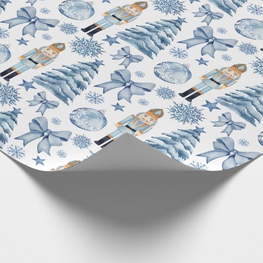 Nutcracker silberblau Weihnachtsgeschenk Geschenkpapier (Ecke)