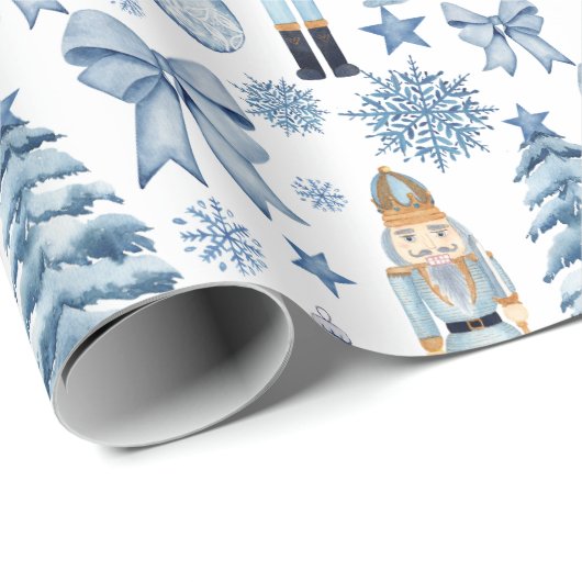 Nutcracker silberblau Weihnachtsgeschenk Geschenkpapier (Rolleneckpunkt)