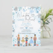 Nutcracker Silver Snowflake Onederland Geburtstag Einladung (Stehend Vorderseite)
