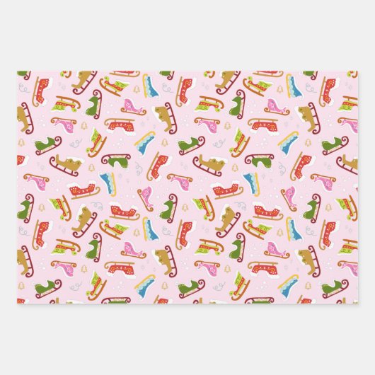 Nutcracker Sleigh und Snowman Set 3 Weihnachten Geschenkpapier Set (Vorderseite 2)