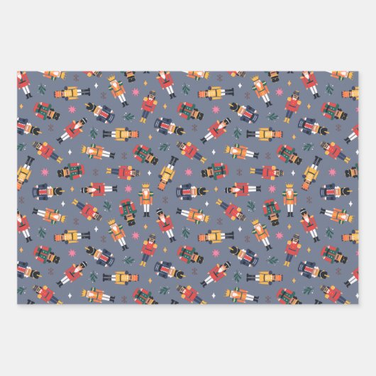 Nutcracker Sleigh und Snowman Set 3 Weihnachten Geschenkpapier Set (Vorderseite)