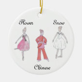 Nutcracker Snow/Chinesisch/Blume Keepake Ornament (Vorne)
