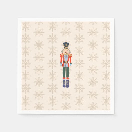 Nutcracker Snowflake Pattern Holiday Paper Napkin Serviette (Vorderseite)