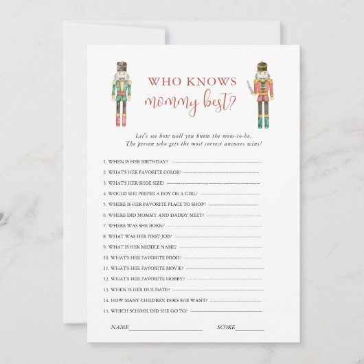 Nutcracker Soldat Christmas Baby Shooting Game Einladung (Vorderseite)