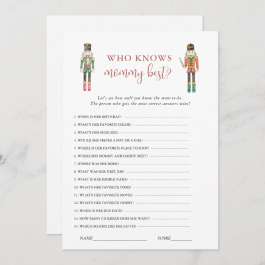 Nutcracker Soldat Christmas Baby Shooting Game Einladung (Vorne/Hinten)