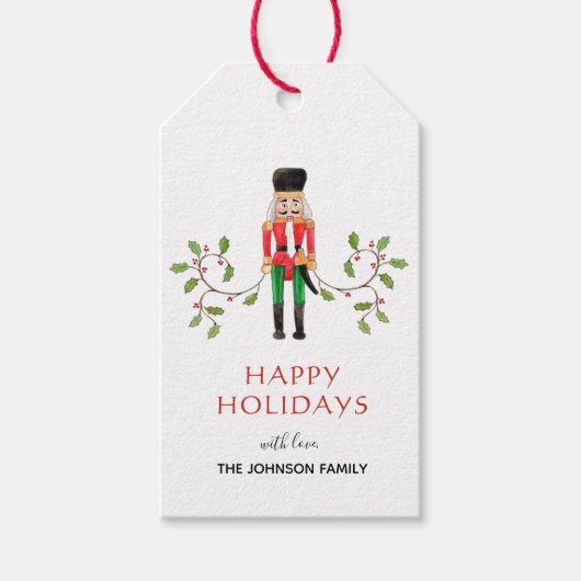Nutcracker Soldat Happy Holidays Geschenketiketten Geschenkanhänger (Vorderseite)
