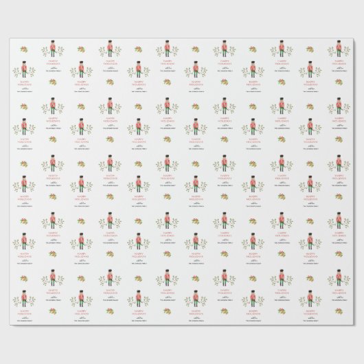 Nutcracker Soldat Happy Holidays Geschenkpapier (Flach)