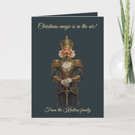 Nutcracker Soldier Art Nouveau Style Christmas Karte (Vorderseite)
