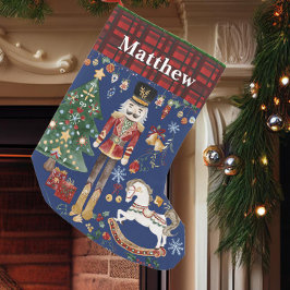 Nutcracker Soldier Ballet Vintag Red Gingham Blue Kleiner Weihnachtsstrumpf