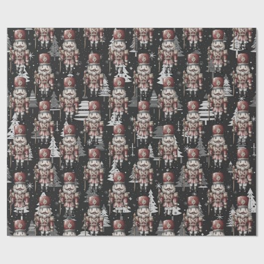 Nutcracker Soldier Captain Christmas Trees Geschenkpapier (Flach)