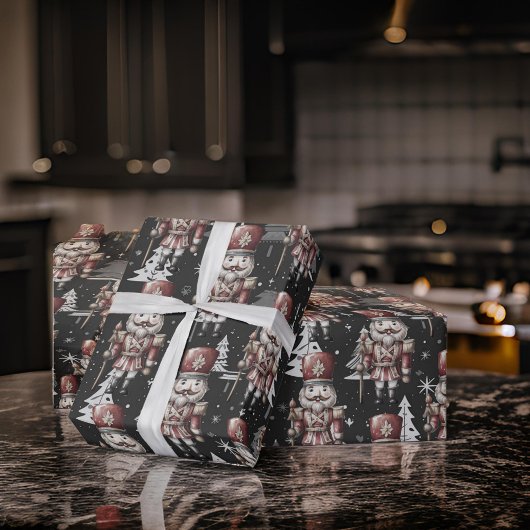 Nutcracker Soldier Captain Christmas Trees Geschenkpapier