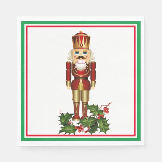 Nutcracker Soldier Christmas Holly Paper Napkin Serviette (Vorderseite)