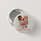 Nutcracker Soldier Duo Happy Holidays Cuckoo Button (Vorne & Hinten)