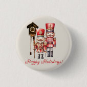 Nutcracker Soldier Duo Happy Holidays Cuckoo Button (Vorderseite)