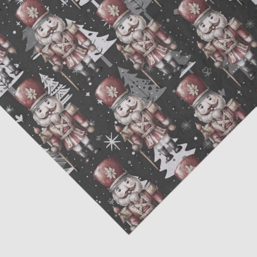 Nutcracker Soldier Kapitän Christmas White Trees Seidenpapier (Detail)