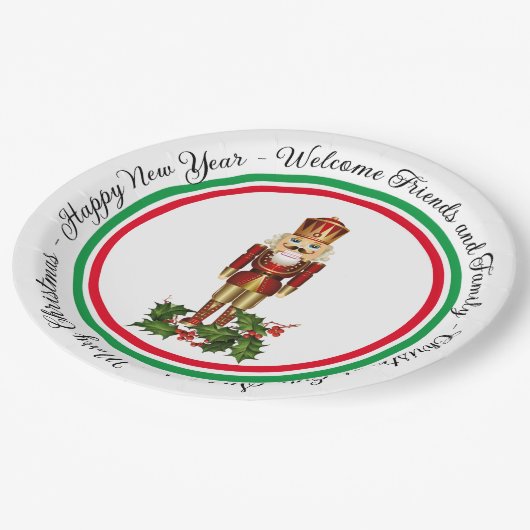 Nutcracker Soldier personalisieren Worte Weihnacht Pappteller (Schrägansicht)