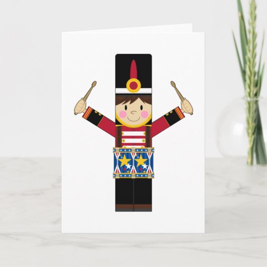 Nutcracker Soldier Playing Drums Card Feiertagskarte (Vorderseite)
