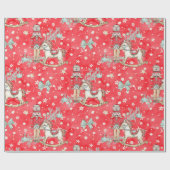 Nutcracker Soldier Pony Wrapping Paper Red Geschenkpapier (Flach)