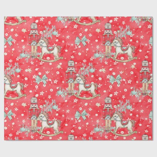 Nutcracker Soldier Pony Wrapping Paper Red Geschenkpapier (Flach)