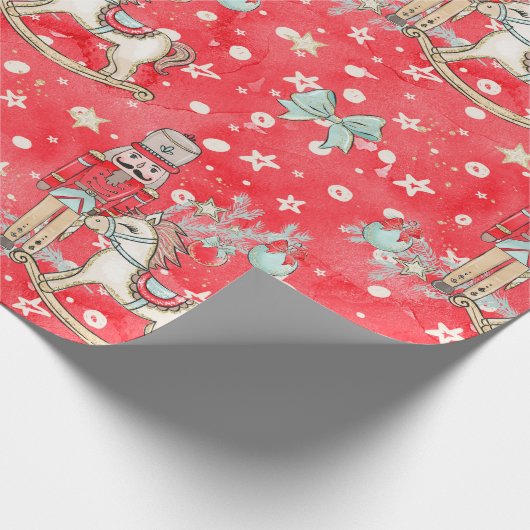 Nutcracker Soldier Pony Wrapping Paper Red Geschenkpapier (Ecke)