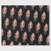 Nutcracker Soldier Snow Red Uniform auf schwarz Geschenkpapier (Flach)