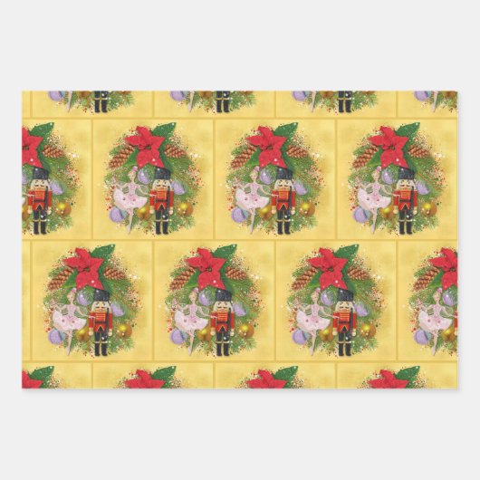 Nutcracker Soldier Sugar Plum Fairy Weihnachten We Geschenkpapier Set (Vorderseite 3)