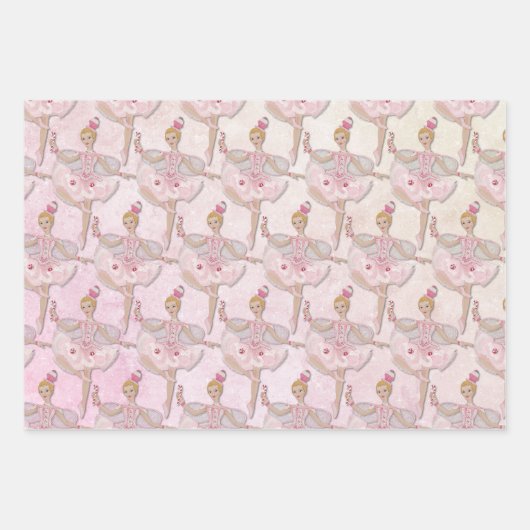 Nutcracker Soldier Sugar Plum Fee Weihnachten Geschenkpapier Set (Vorderseite)