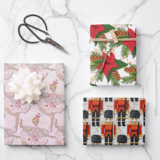 Nutcracker Soldier Sugar Plum Fee Weihnachten Geschenkpapier Set (Vorderseite)