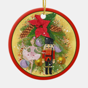 Nutcracker Soldier Zucker Pflaume Weihnachten Weih Keramik Ornament