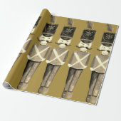 Nutcracker Soldiers Gold Sepia Geschenkpapier (Ungerollt)