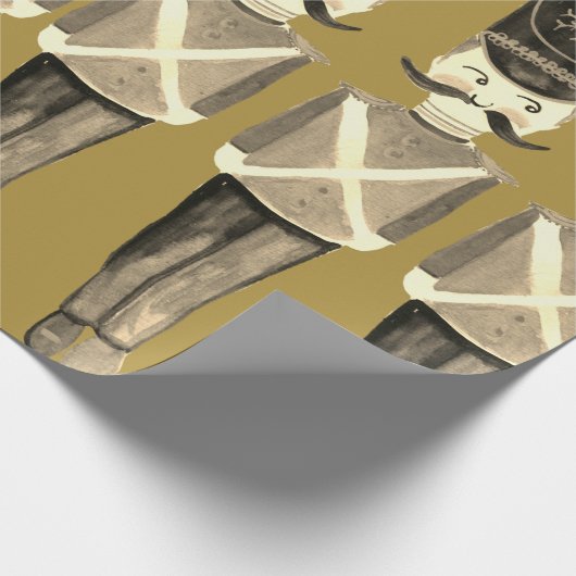 Nutcracker Soldiers Gold Sepia Geschenkpapier (Ecke)