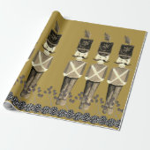 Nutcracker Soldiers Gold Sepia Geschenkpapier (Ungerollt)