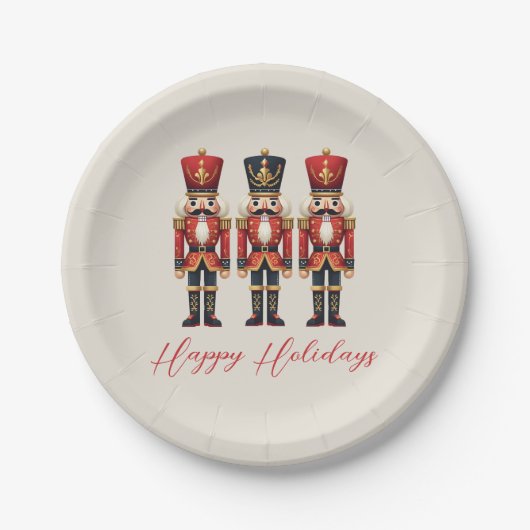 Nutcracker Soldiers Happy Holiday Pappteller (Vorderseite)