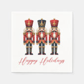 Nutcracker Soldiers Happy Holiday Serviette (Vorderseite)