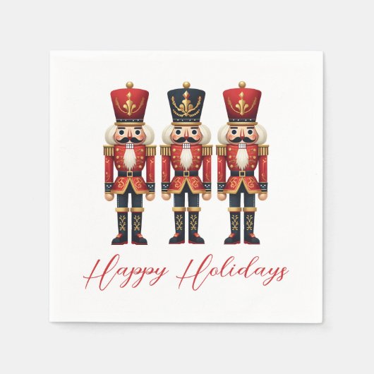 Nutcracker Soldiers Happy Holiday Serviette (Vorderseite)