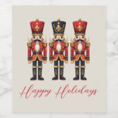 Nutcracker Soldiers Happy Holiday Weinetikett (Einzelnes Label)