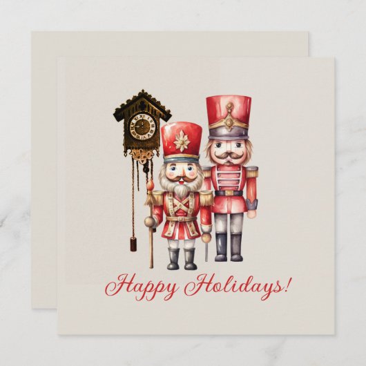 Nutcracker Soldiers Happy Holidays Cuckoo Einladung (Vorne/Hinten)