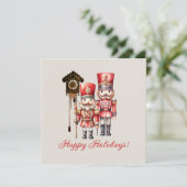 Nutcracker Soldiers Happy Holidays Cuckoo Einladung (Stehend Vorderseite)